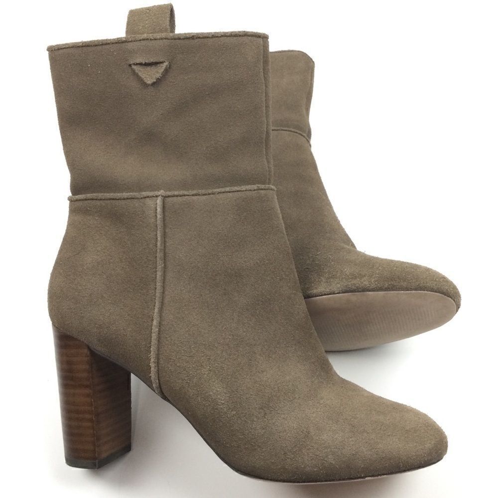 Sole Society Brown Suede Chunk Heeled Boots - 8.5